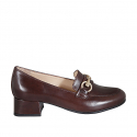 Mocasin pour femmes en cuir marron avec accessoire talon 4 - Pointures disponibles:  43