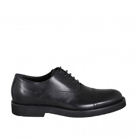 Zapato Oxford con cordones y puntera para hombre en piel negra - Tallas disponibles:  46, 49, 50, 51