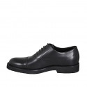 Men's laced Oxford shoe with captoe in black leather - Available sizes:  46, 49, 50, 51