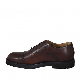 Scarpa stringata classica modello Oxford da uomo con puntale in pelle marrone - Misure disponibili: 38, 46, 47, 48, 49, 50, 51 2