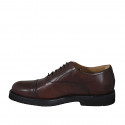 Zapato Oxford con cordones y puntera para hombre en piel marron - Tallas disponibles:  38, 46, 47, 48, 49, 50, 51