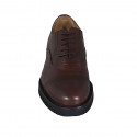 Zapato Oxford con cordones y puntera para hombre en piel marron - Tallas disponibles:  38, 46, 47, 48, 49, 50, 51