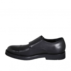 Chaussure élégant pour hommes avec boucles et bout droit en cuir noir - Pointures disponibles:  38, 46, 50, 51 2