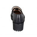 Mocasin sportif pour femmes en cuir noir talon 5 - Pointures disponibles:  44, 45