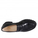 Mocassino casual da donna in pelle nera tacco 5 - Misure disponibili: 44, 45