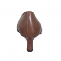 Escarpin à bout pointu pour femmes en cuir marron talon 6 - Pointures disponibles:  32, 44