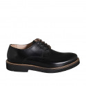 Scarpa casual stringata da uomo modello derby in pelle abrasivata nera - Misure disponibili: 38, 46, 47, 50, 51