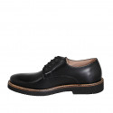 Zapato casual derby para hombre con cordones en piel cepillada negra - Tallas disponibles:  38, 46, 47, 50, 51