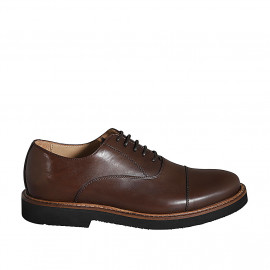 Chaussure Oxford à lacets avec bout droit pour hommes en cuir marron - Pointures disponibles:  46, 48, 50, 51