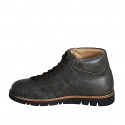 Men's ankle-high casual laced shoe in grey vintage leather with removable insole - Available sizes:  36, 37, 38, 46, 47, 49