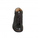 Men's ankle-high casual laced shoe in grey vintage leather with removable insole - Available sizes:  36, 37, 38, 46, 47, 49