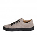 Scarpa stringata da uomo con plantare estraibile in camoscio beige - Misure disponibili: 36, 38, 46, 48, 51