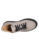 Chaussure à lacets pour hommes avec semelle amovible en daim beige - Pointures disponibles:  36, 38, 46, 48, 51