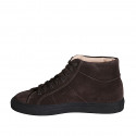 Chaussures sportif à la cheville avec lacets et semelle removible en daim marron - Pointures disponibles:  36, 46, 47, 48