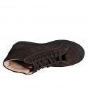 Zapato casual alto al tobillo con cordones y plantilla amovible en gamuza marron - Tallas disponibles:  36, 46, 47, 48