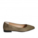 Ballerina a punta da donna in camoscio verde tacco 1 - Misure disponibili: 33, 35