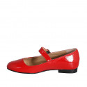 Woman's Mary Jane in red patent leather with strap heel 1 - Available sizes:  33, 35, 42, 43, 44