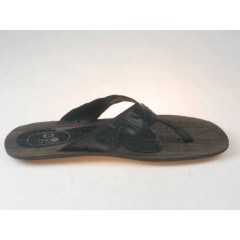 Men's flip-flop mules in black printed leather - Available sizes:  47 2