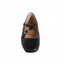 Mary Jane para mujer con punta cuadrada y cinturones en piel negra tacon 1 - Tallas disponibles:  33, 42