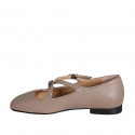 Mary Jane pour femmes avec bout carré et courroies en cuir nude talon 1 - Pointures disponibles:  33, 44