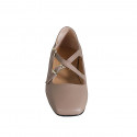 Mary Jane pour femmes avec bout carré et courroies en cuir nude talon 1 - Pointures disponibles:  33, 44