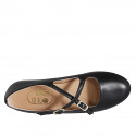 Mary Jane da donna con punta tonda e cinturini in pelle nera tacco 1 - Misure disponibili: 33