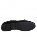 Mary Jane para mujer con punta redonda y cinturones en gamuza negra tacon 1 - Tallas disponibles:  42, 43