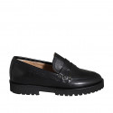 Mocassin pour femmes avec goujons en cuir noir talon 3 - Pointures disponibles:  32, 35, 42, 44, 46