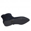 Woman's pointy ankle boot with zipper in blue suede heel 1 - Available sizes:  32, 33, 35, 42, 43