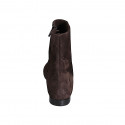 Woman's pointy ankle boot with zipper in brown suede heel 1 - Available sizes:  32