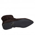 Stivaletto a punta da donna con cerniera in camoscio marrone tacco 1 - Misure disponibili: 32