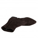 Botines a punta para mujer con cremallera en gamuza marron tacon 1 - Tallas disponibles:  32