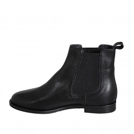 Woman's ankle boot in black leather with elastic bands heel 2 - Available sizes:  32, 35, 43 2