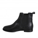 Woman's ankle boot in black leather with elastic bands heel 2 - Available sizes:  32, 35, 43