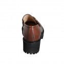 Mocasino para mujer en piel cognac con accesorio tacon 5 - Tallas disponibles:  42, 43, 44, 45
