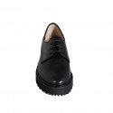 Chaussure à lacets derby pour femmes en cuir noir avec talon 5 - Pointures disponibles:  42, 44, 45
