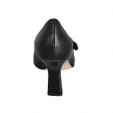 Woman's pointy Mary Jane with strap in black leather heel 8 - Available sizes:  42, 44