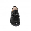 Mocassin avec accessoire pour femmes en cuir verni noir talon 3 - Pointures disponibles:  32, 35, 43, 44, 45