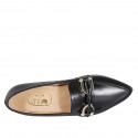 Woman's pointy mocassin in black leather with accessory and bow heel 1 - Available sizes:  35, 42, 43