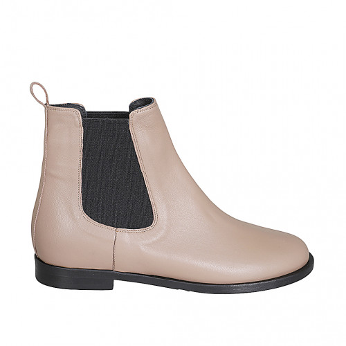 Bottines pour femmes en cuir gris tourterelle avec élastiques talon 2 - Pointures disponibles:  32, 33, 43, 44, 45