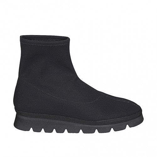 Bottines pour femmes en tissu elastique noir talon compensé 3 - Pointures disponibles:  32, 33, 34, 46