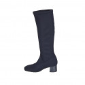 Botas para mujer en tejido elastico azul tacon 5 - Tallas disponibles:  33, 34, 42, 43, 44, 45, 46