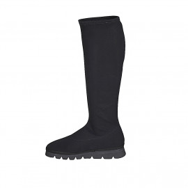 Botas para mujer en tejido elastico negro cuña 3 - Tallas disponibles:  32, 33, 34, 35, 42, 43, 44 2