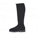 Botas para mujer en tejido elastico negro cuña 3 - Tallas disponibles:  32, 33, 34, 35, 42, 43, 44