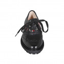 Scarpa stringata Oxford da donna con lavorazione a coda di rondine in pelle abrasivata nera e bordeaux tacco 3 - Misure disponibili: 32, 33, 43, 44, 45