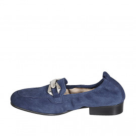 Mocassin pour femmes en daim bleu avec accessoire et elastique talon 2 - Pointures disponibles:  43, 45 2