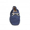 Woman's mocassin in blue suede with accessory and elastic bands heel 2 - Available sizes:  43, 45