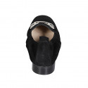Mocasino para mujer en gamuza negra con accesorio y elastico tacon 2 - Tallas disponibles:  33, 44, 45