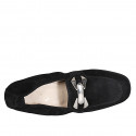 Woman's mocassin in black suede with accessory and elastic band heel 2 - Available sizes:  33, 44, 45