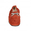 Woman's mocassin in brick red suede with accessory and elastic band heel 2 - Available sizes:  43, 44, 45